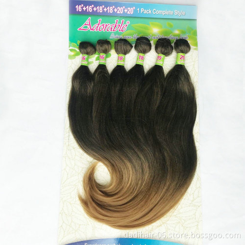 Adorable synthetic hair extension, 16"18"20" in a pack,  high quality protein synthetic hair weft vivid 6pcs no closure
